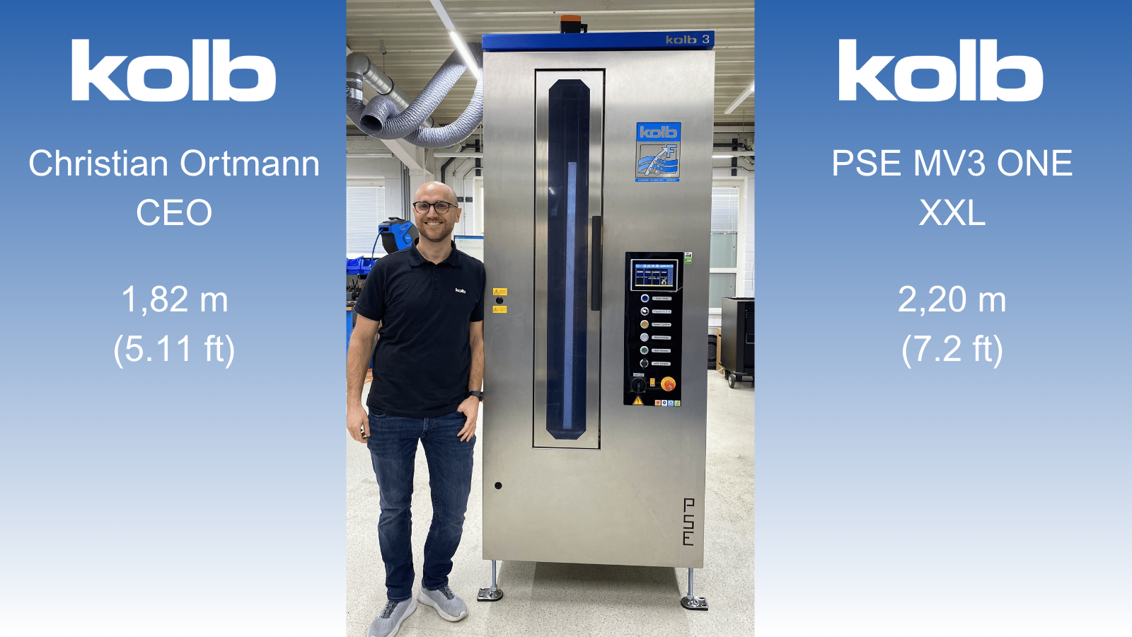 CHristian Ortmann next to PSE MV3 ONE for height comparison