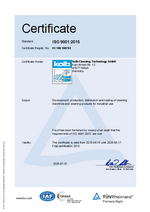 Preview of the current DIN ISO 9001:2015 TÜV certificate for kolb