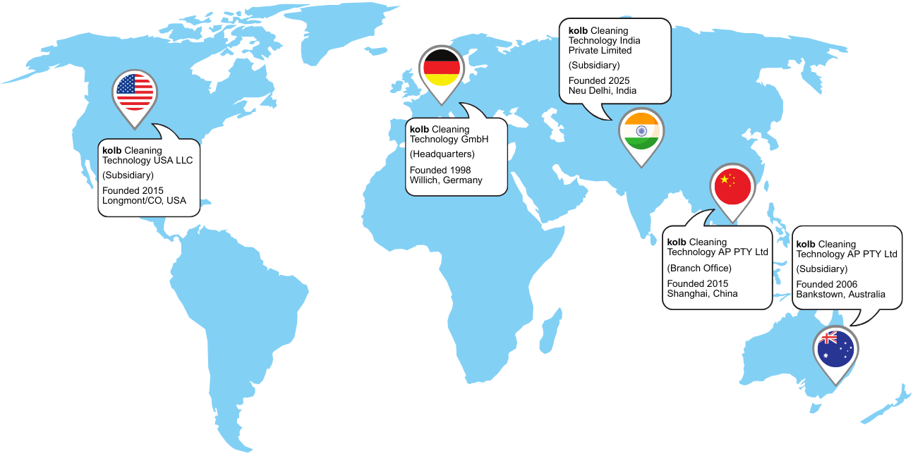 World map showing all kolb subsidiaries and branch offices